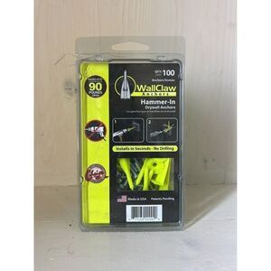 100 Pack Wallclaw Anchors Pck-Wc100-Ys Wall Anchor, 2" L, Plastic